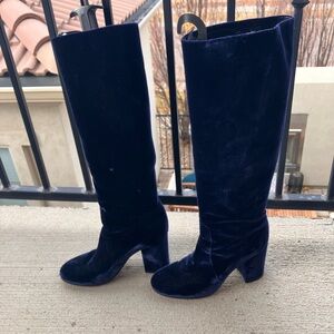 Gianvito Rossi Deep Blue Velvet Heeled Boots